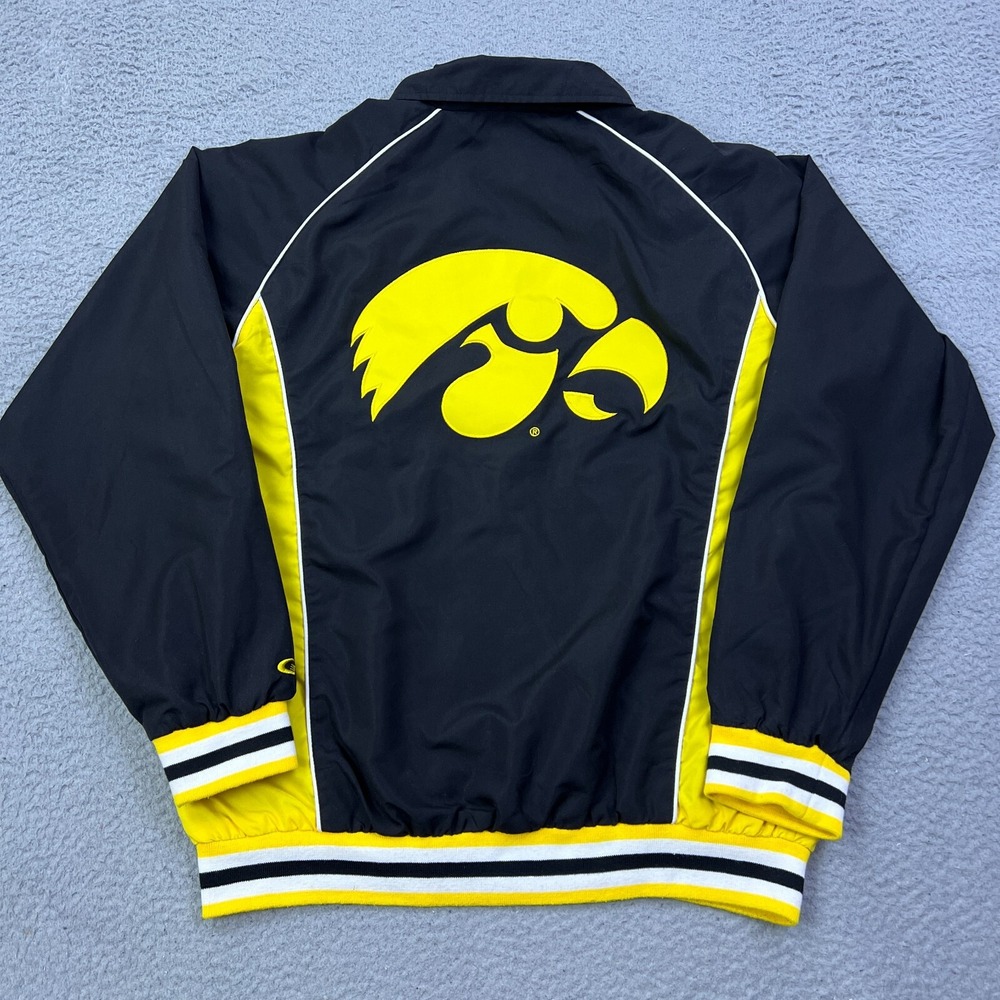Collegiate Iowa Hawkeyes‎ Jacket Men's L Black/Yellow Full Zip Bomber Big Logo